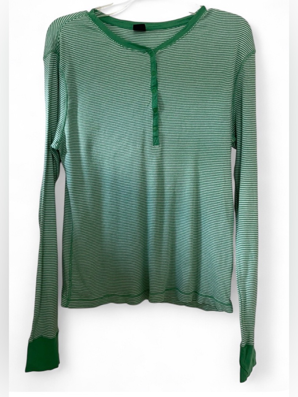 Gap Green and White Striped Long Sleeve Top Womens Size Extra Large